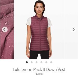 Size 2 Plumful Lululemon Pack It Down Vest
